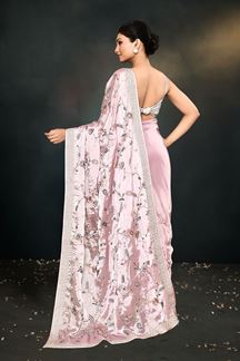 Picture of Gorgeous Satin Silk Designer Saree for Engagement and Reception