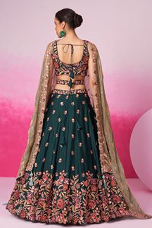 Picture of Striking Green Designer Indo-Western Lehenga Choli for Mehendi and Wedding 