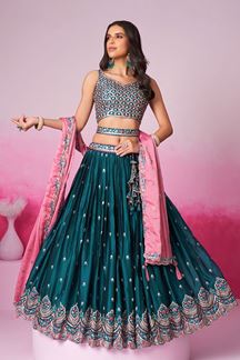 Picture of Fashionable Designer Indo-Western Lehenga Choli for Mehendi and Wedding 