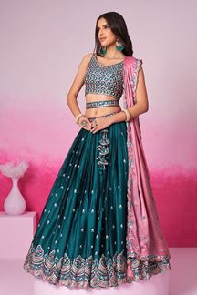 Picture of Fashionable Designer Indo-Western Lehenga Choli for Mehendi and Wedding 