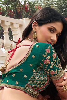 Picture of Smashing Peach and Green Designer Bridal Lehenga Choli for Wedding and Reception