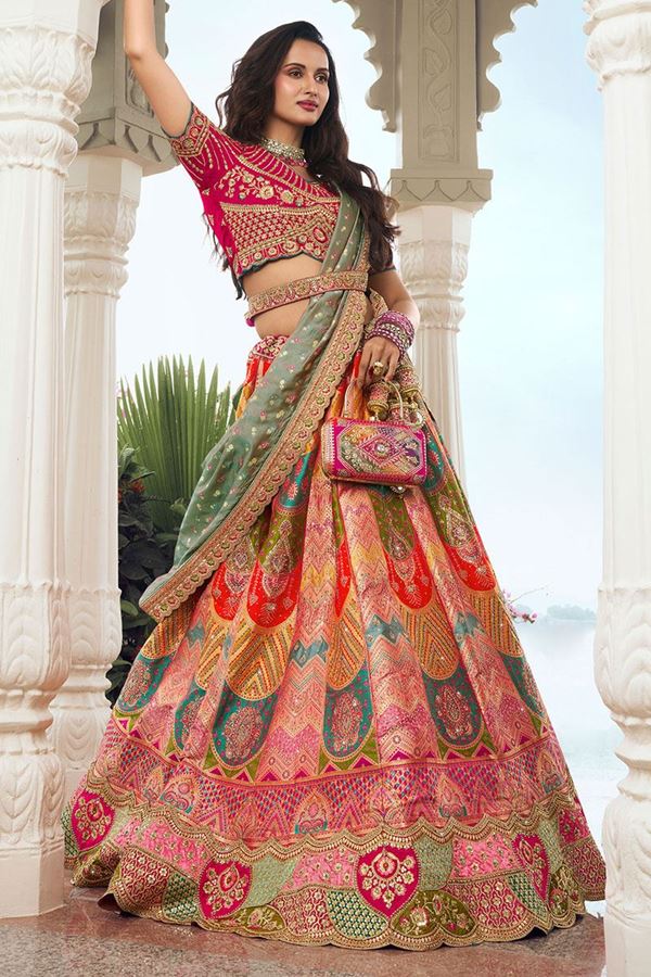 Picture of Creative Pink Designer Bridal Lehenga Choli for Wedding and Reception