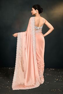 Picture of Outstanding Peach Designer Saree for Engagement and Reception