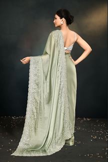 Picture of Fascinating Light Green Designer Saree for Engagement and Reception