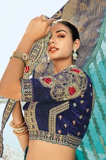 Picture of Spectacular Georgette Designer Saree with Belt for Wedding and Reception