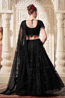 Picture of Smashing Black Designer Indo-Western Lehenga Choli for Party and Sangeet