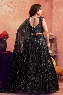 Picture of Outstanding Black Designer Indo-Western Lehenga Choli for Party