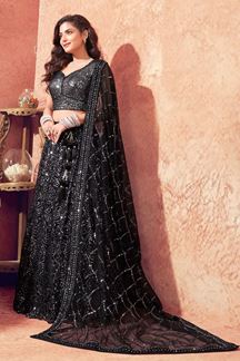 Picture of Outstanding Black Designer Indo-Western Lehenga Choli for Party