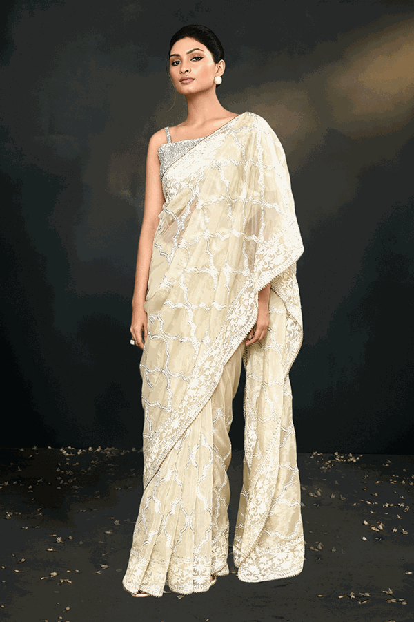 Picture of Delightful Organza Silk Designer Saree for Engagement and Reception