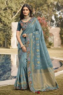 Picture of Glamorous Silk Designer Saree for Wedding and Reception