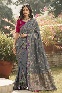 Picture of Artistic Silk Designer Saree for Wedding and Reception