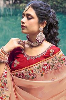 Picture of Impressive Organza Designer Saree for Party and Reception