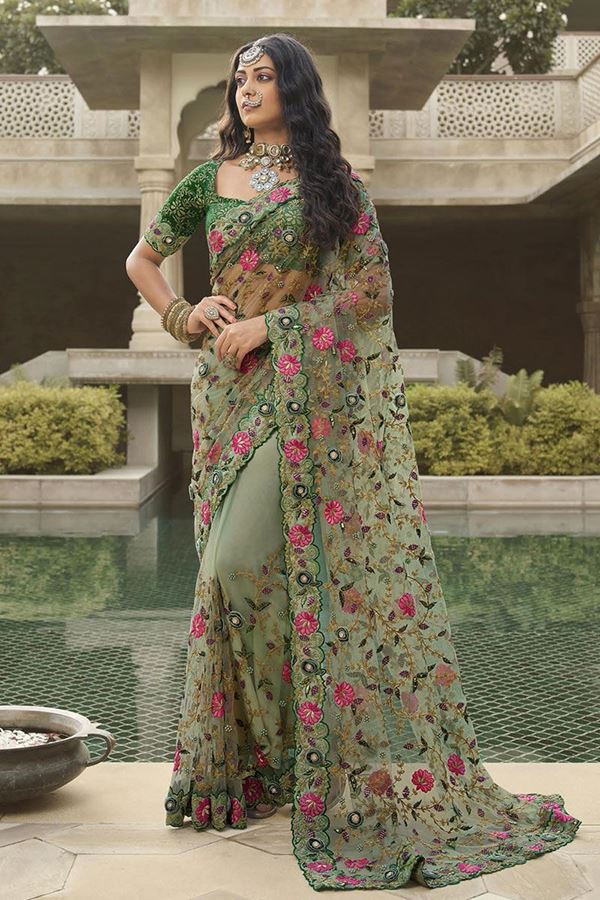 Picture of Gorgeous Net Designer Saree for Engagement, Reception and Party