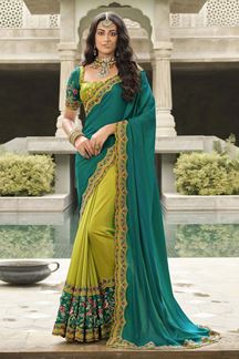 Picture of Divine Silk Designer Saree for Wedding and Reception