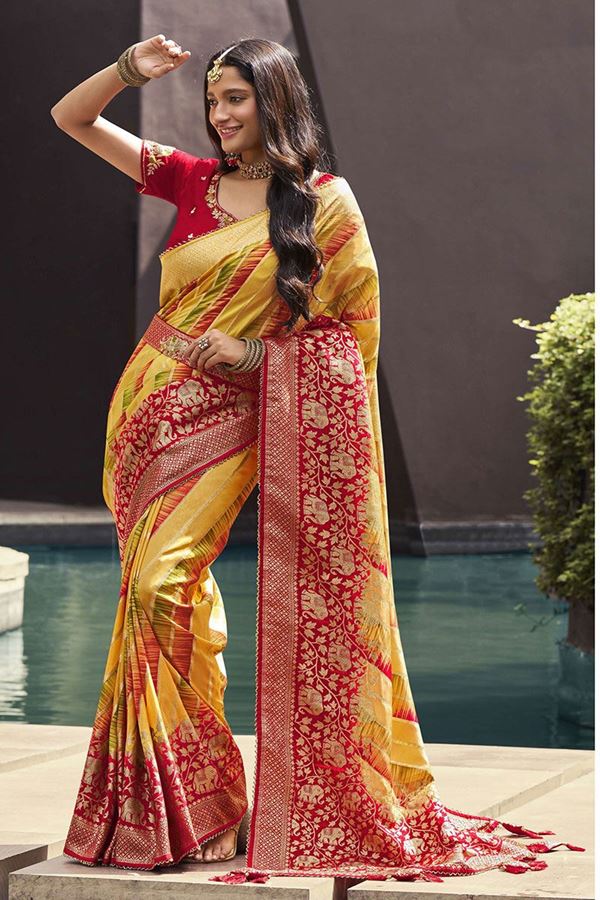 Picture of Irresistible Silk Designer Saree for Haldi, Wedding and Reception