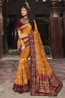 Picture of Surreal Silk Designer Saree for Haldi, Wedding, Reception, and Festivals