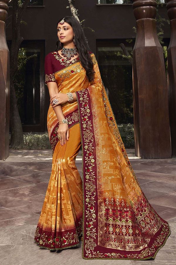 Picture of Surreal Silk Designer Saree for Haldi, Wedding, Reception, and Festivals