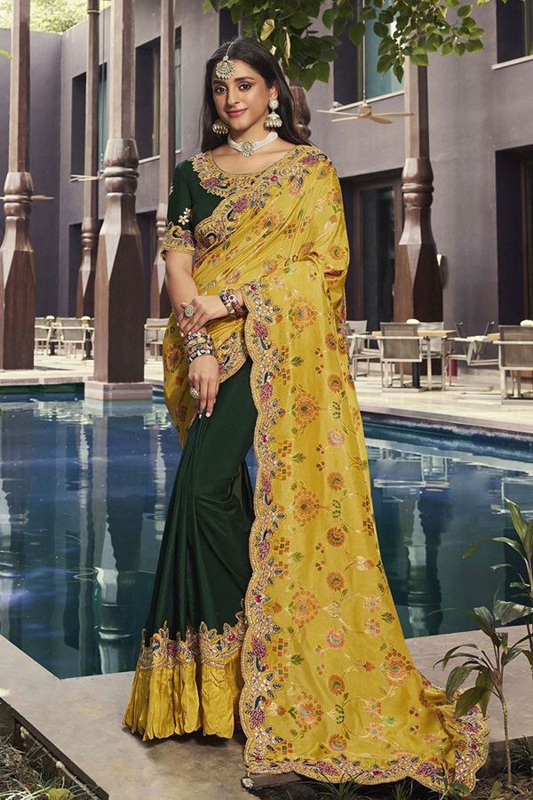 Picture of Classy Silk Designer Saree for Haldi, Wedding, Reception, and Festivals