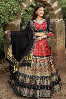 Picture of Ethnic Red and Black Designer Navratri Lehenga Choli for Garba Raas 