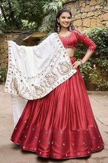 Picture of Creative Maroon and White Designer Navratri Lehenga Choli for Garba Raas 