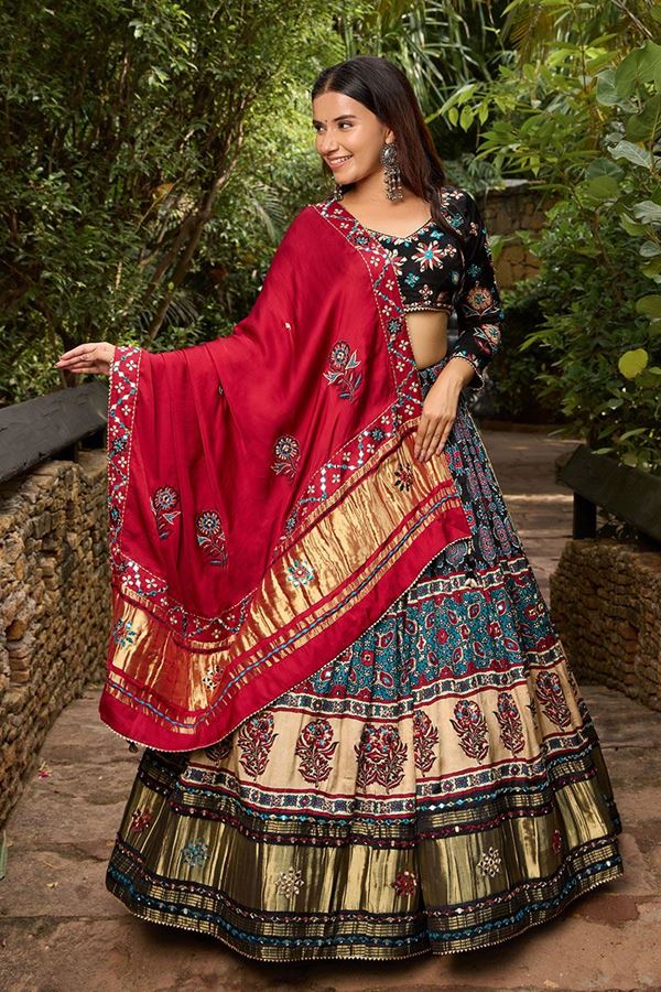 Picture of Dazzling Black and Red Designer Navratri Lehenga Choli for Garba Raas 