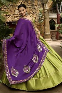 Picture of Mesmerizing Pista and Purple Designer Navratri Lehenga Choli for Garba Raas 