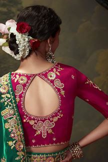 Picture of Charismatic Pure Silk Designer Saree for Mehendi, Wedding and Reception