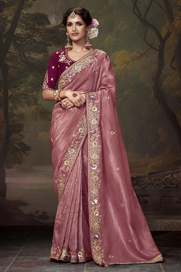 Picture of Smashing Pure Silk Designer Saree for Engagement, Wedding and Reception