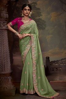 Picture of Spectacular Pure Silk Designer Saree for Wedding, Engagement, and Reception