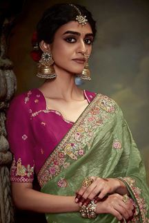 Picture of Spectacular Pure Silk Designer Saree for Wedding, Engagement, and Reception