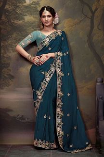 Picture of Creative Pure Silk Designer Saree for Wedding, Engagement, and Reception