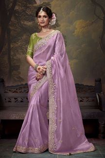 Picture of Dazzling Pure Silk Designer Saree for Wedding, Engagement, and Reception