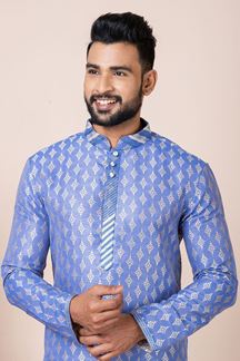 Picture of Enticing Blue Designer Kurta Pyjama Set for Engagement, Reception, Festivals, and Party