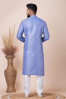 Picture of Enticing Blue Designer Kurta Pyjama Set for Engagement, Reception, Festivals, and Party