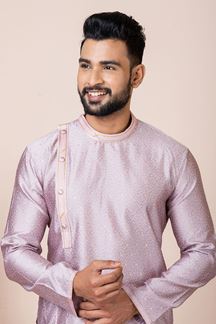 Picture of Splendid Peach Indo-Western Designer Kurta Pyjama Set for Engagement, Reception, and Party