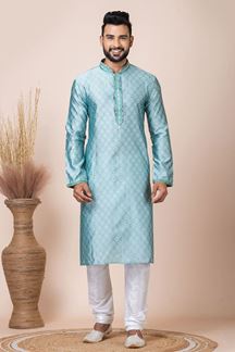 Picture of Royal Sea Green Designer Kurta Pyjama Set for Engagement, Reception, Festivals, and Party