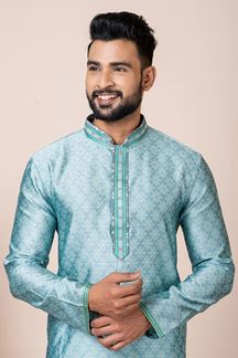 Picture of Royal Sea Green Designer Kurta Pyjama Set for Engagement, Reception, Festivals, and Party