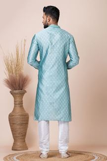 Picture of Royal Sea Green Designer Kurta Pyjama Set for Engagement, Reception, Festivals, and Party