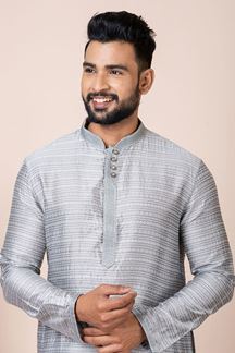 Picture of Amazing Grey Designer Kurta Pyjama Set for Engagement, Reception, Festivals, and Party