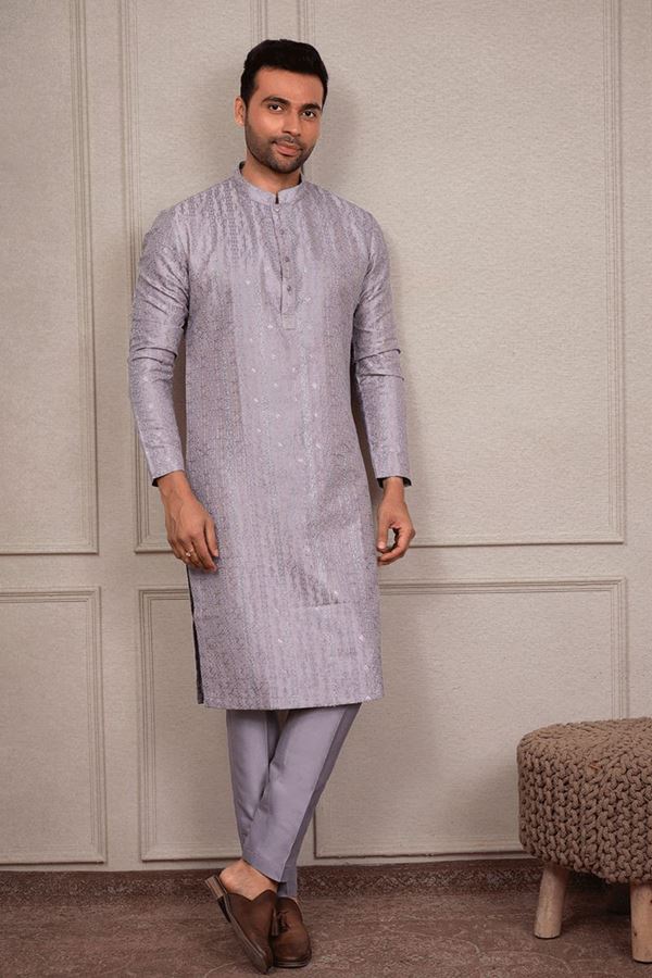 Picture of Charming Purple Designer Kurta Pant Set for Engagement, Reception, and Festival