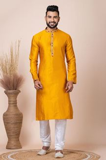 Picture of Awesome Yellow Designer Kurta Pyjama Set for Haldi and Festivals