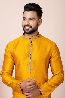 Picture of Awesome Yellow Designer Kurta Pyjama Set for Haldi and Festivals