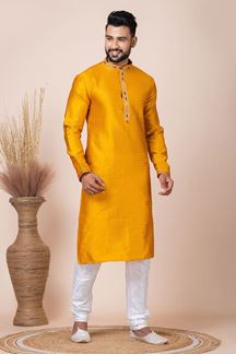 Picture of Awesome Yellow Designer Kurta Pyjama Set for Haldi and Festivals