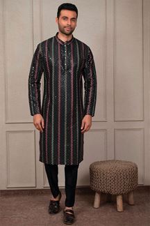 Picture of Exquisite Black Designer Kurta Pant Set for Party