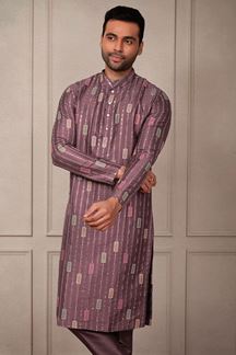 Picture of Delightful Violet Pink Designer Kurta Pant Set for Party and Festivals