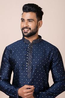 Picture of Fancy Navy Blue Designer Kurta Pyjama Set for Engagement, Wedding, Party, and Festivals