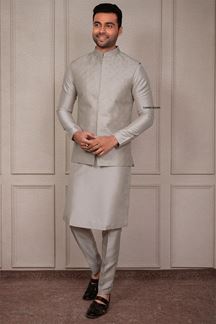 Picture of Delightful Grey Designer 3-Piece Men’s Suit for Reception, Wedding, and Festivals