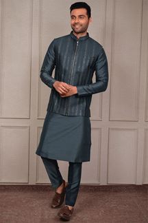 Picture of Impressive Rama Blue Designer 3-Piece Men’s Suit for Reception, Wedding, and Festivals