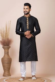 Picture of Elegant Black Designer Kurta Pyjama Set for Party