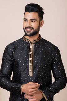 Picture of Elegant Black Designer Kurta Pyjama Set for Party